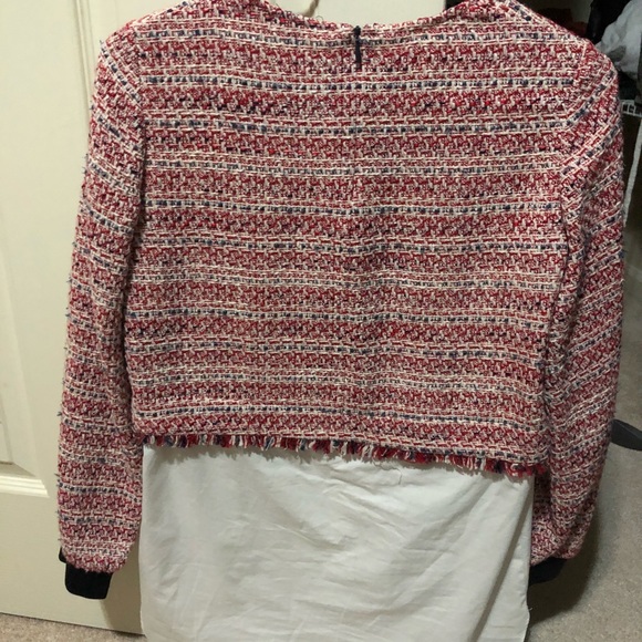 Zara red and white tweed blouse - Picture 2 of 4